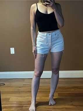 Levi's White High-Rise Cutoff Jean Shorts